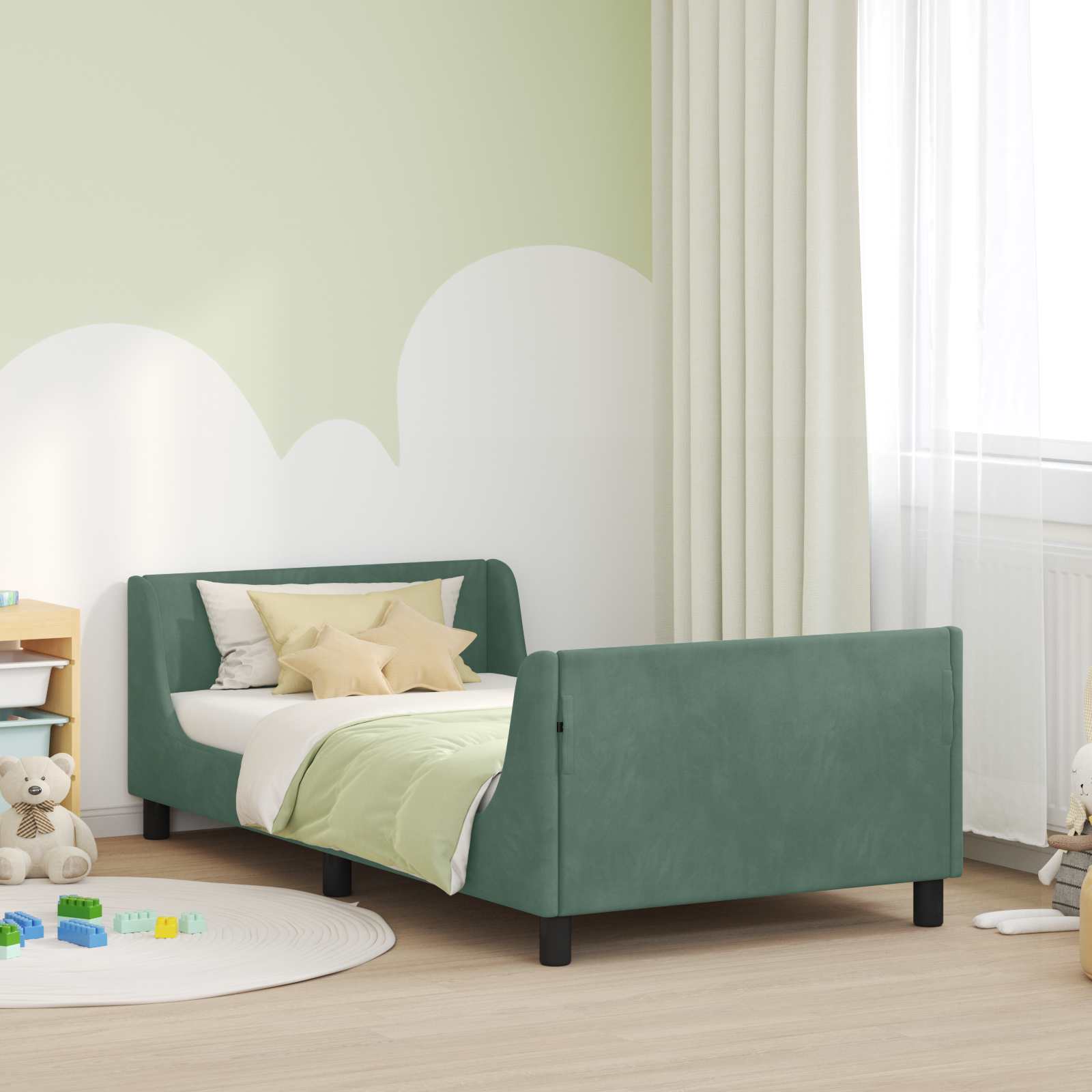 42010892_1.jpg vidaXL Detský rám na posteľ s čelom Morská zelená 90 x 200 cm Zamat – Obrázok 1
