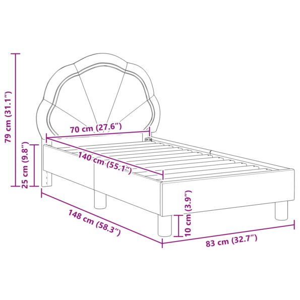 vidaXL Rám detskej postele s čelom Čierna 70 x 140 cm Zamat – Obrázok 10