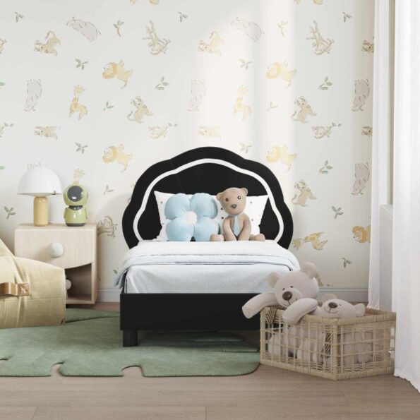 vidaXL Rám detskej postele s čelom Čierna 70 x 140 cm Zamat – Obrázok 3