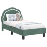 vidaXL Rám detskej postele s čelom Morská zelená 70 x 140 cm Zamat – Obrázok 2
