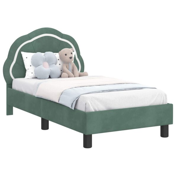 vidaXL Rám detskej postele s čelom Morská zelená 70 x 140 cm Zamat – Obrázok 2