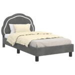 vidaXL Detský rám na posteľ s čelom Tmavo šedá 80 x 160 cm Zamat – Obrázok 2