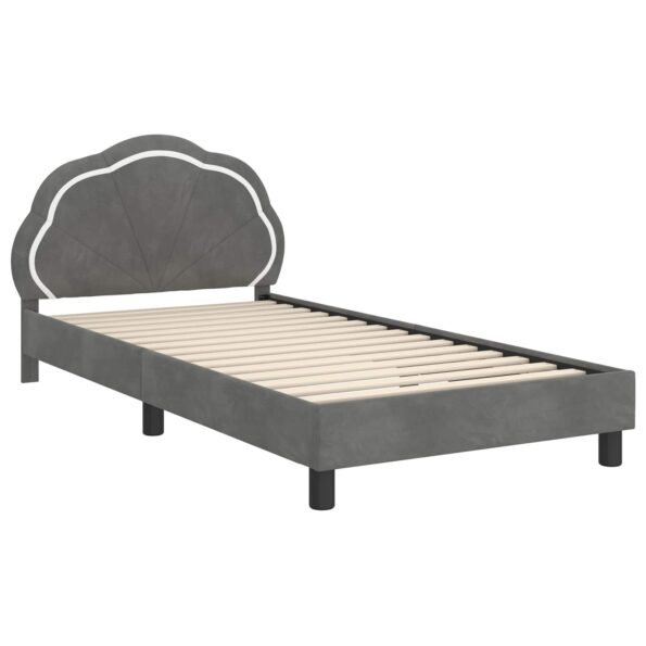 vidaXL Detský rám na posteľ s čelom Tmavo šedá 90 x 190 cm Zamat – Obrázok 4