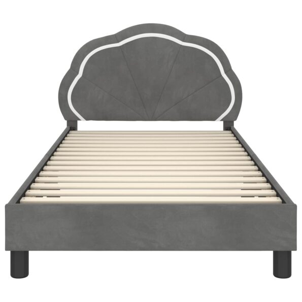 vidaXL Detský rám na posteľ s čelom Tmavo šedá 90 x 190 cm Zamat – Obrázok 5