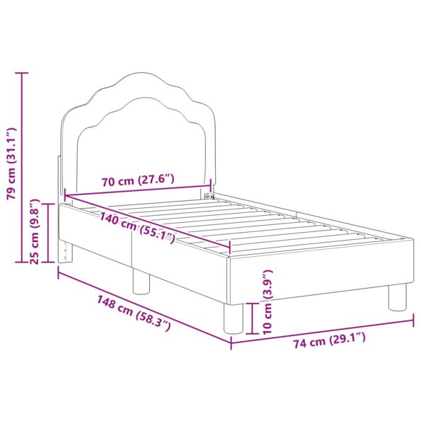 vidaXL Rám detskej postele s čelom Tmavo šedá 70 x 140 cm Zamat – Obrázok 10