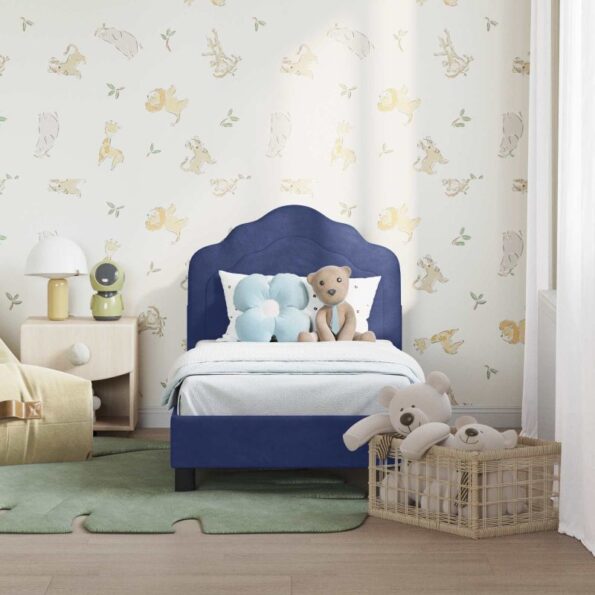 vidaXL Rám detskej postele s čelom Policajná modrá 70 x 140 cm Zamat – Obrázok 3