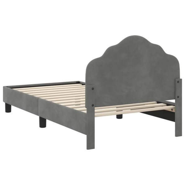 vidaXL Detský rám na posteľ s čelom Tmavo šedá 80 x 160 cm Zamat – Obrázok 7