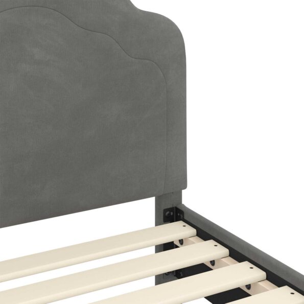 vidaXL Detský rám na posteľ s čelom Tmavo šedá 80 x 160 cm Zamat – Obrázok 8