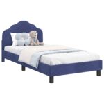 vidaXL Detský rám na posteľ s čelom Policajná modrá 90 x 200 cm Zamat – Obrázok 2