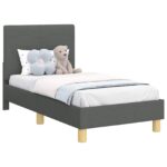 vidaXL Rám detskej postele s čelom Tmavo šedá 70 x 140 cm látka – Obrázok 2