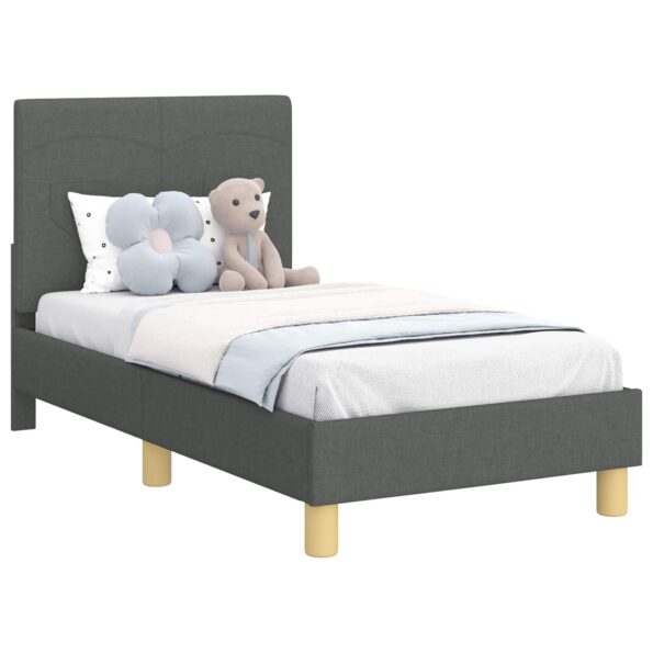 vidaXL Rám detskej postele s čelom Tmavo šedá 70 x 140 cm látka – Obrázok 2