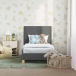 vidaXL Rám detskej postele s čelom Tmavo šedá 70 x 140 cm látka – Obrázok 3