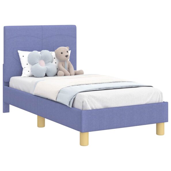 vidaXL Rám detskej postele s čelom Modrá džínovina 70 x 140 cm látka – Obrázok 2