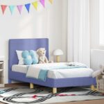 vidaXL Detský rám na posteľ s čelom Modrá džínovina 80 x 160 cm látka