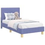 vidaXL Detský rám na posteľ s čelom Modrá džínovina 80 x 160 cm látka – Obrázok 2