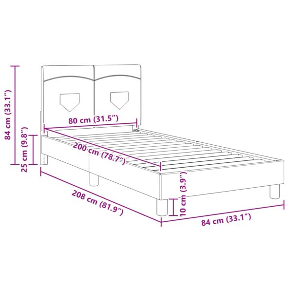 vidaXL Detský rám na posteľ s čelom Tmavo šedá 80 x 200 cm látka – Obrázok 10