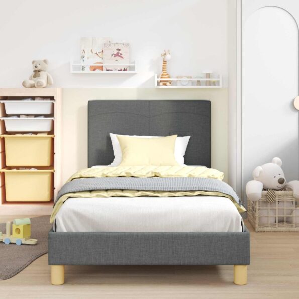 vidaXL Detský rám na posteľ s čelom Tmavo šedá 80 x 200 cm látka – Obrázok 3