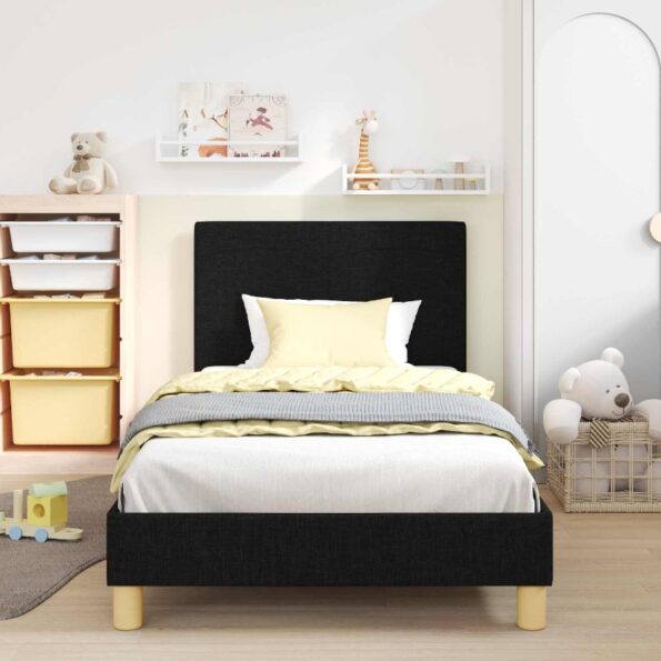 vidaXL Detský rám na posteľ s čelom Čierna 90 x 190 cm látka – Obrázok 3