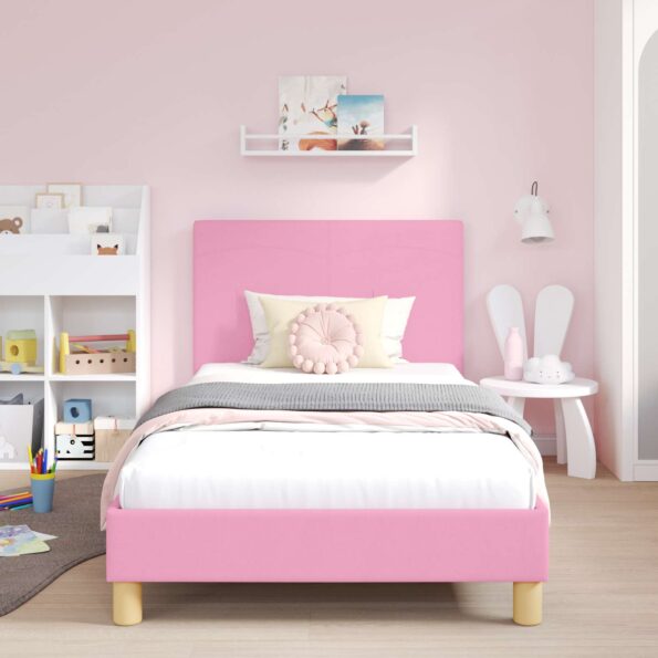 vidaXL Detský rám na posteľ s čelom Ružová 90 x 200 cm látka – Obrázok 3
