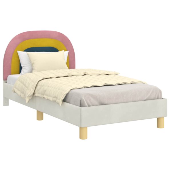 vidaXL Detský rám na posteľ s čelom Krémová 80 x 160 cm Zamat – Obrázok 2