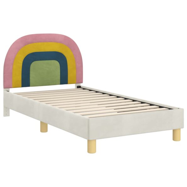 vidaXL Detský rám na posteľ s čelom Krémová 80 x 160 cm Zamat – Obrázok 4