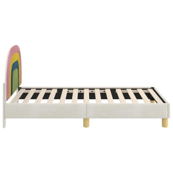 vidaXL Detský rám na posteľ s čelom Krémová 80 x 160 cm Zamat – Obrázok 6