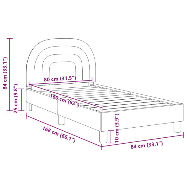 vidaXL Detský rám na posteľ s čelom Ružová 80 x 160 cm Zamat – Obrázok 10