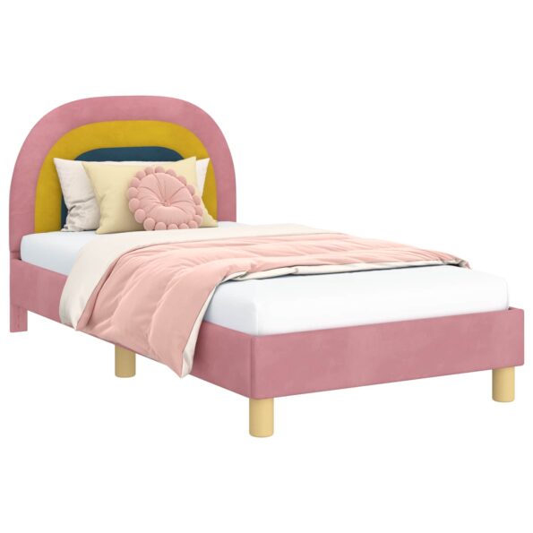vidaXL Detský rám na posteľ s čelom Ružová 80 x 160 cm Zamat – Obrázok 2