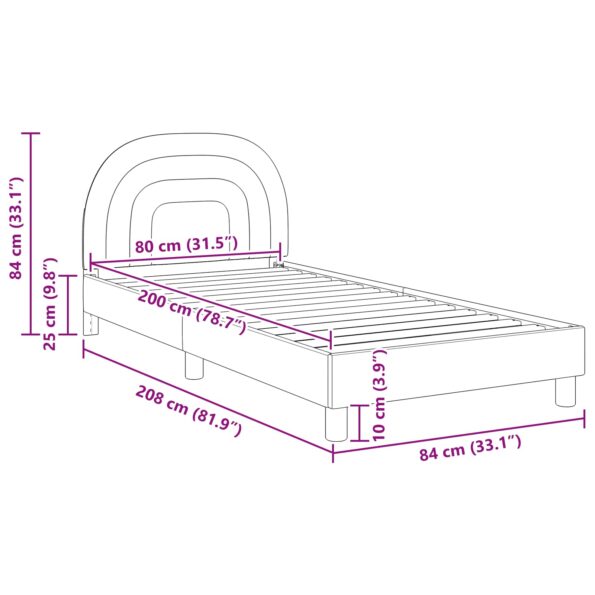 vidaXL Detský rám na posteľ s čelom Krémová 80 x 200 cm Zamat – Obrázok 10