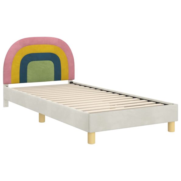 vidaXL Detský rám na posteľ s čelom Krémová 90 x 190 cm Zamat – Obrázok 4