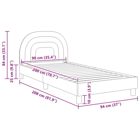 vidaXL Detský rám na posteľ s čelom Ružová 90 x 200 cm Zamat – Obrázok 10
