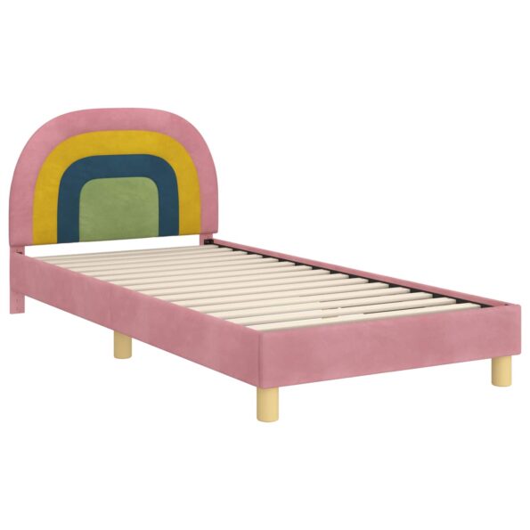 vidaXL Detský rám na posteľ s čelom Ružová 90 x 200 cm Zamat – Obrázok 4