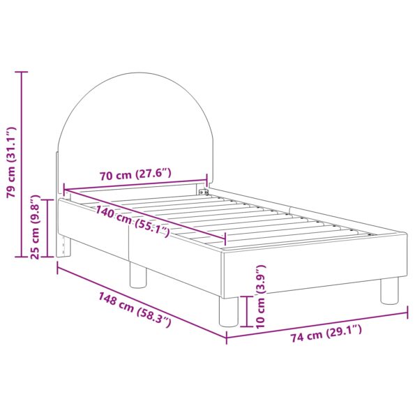 vidaXL Rám detskej postele s čelom Svetlosivá 70 x 140 cm – Obrázok 8