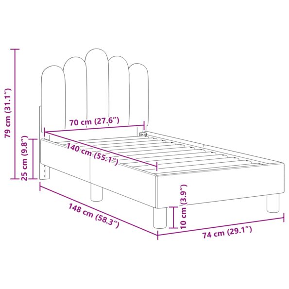 vidaXL Rám detskej postele s čelom Svetlosivá 70 x 140 cm látka – Obrázok 10