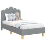 vidaXL Rám detskej postele s čelom Svetlosivá 70 x 140 cm látka – Obrázok 2