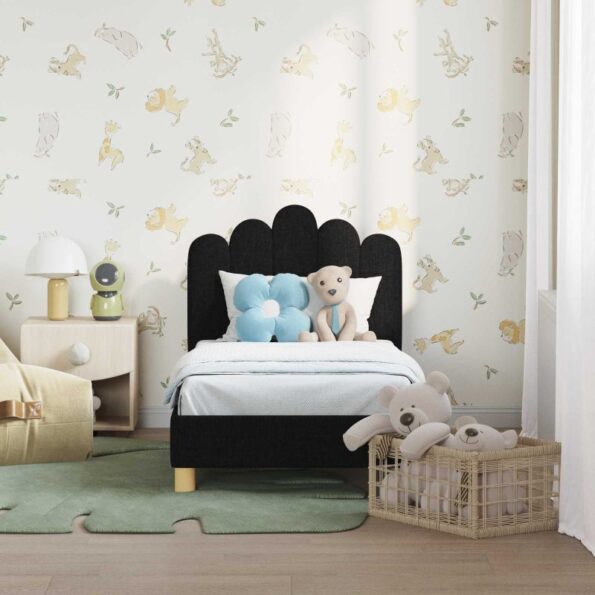 vidaXL Rám detskej postele s čelom Čierna 70 x 140 cm látka – Obrázok 3