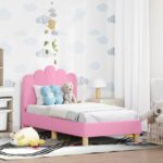 vidaXL Rám detskej postele s čelom Ružová 70 x 140 cm látka