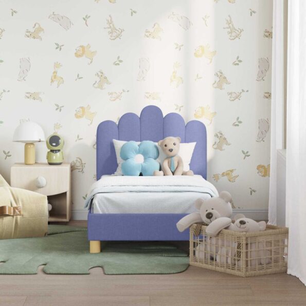 vidaXL Rám detskej postele s čelom Modrá džínovina 70 x 140 cm látka – Obrázok 3