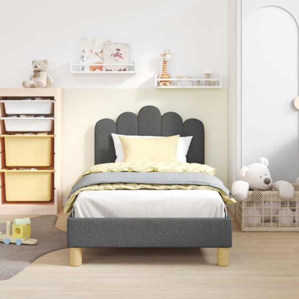 vidaXL Rám detskej postele s čelom Tmavo šedá 80 x 160 cm látka – Obrázok 3