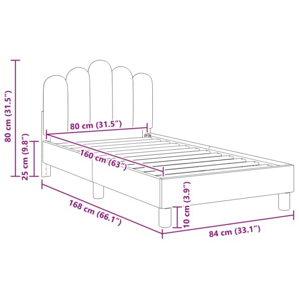 vidaXL Detský rám na posteľ s čelom Čierna 80 x 160 cm látka – Obrázok 10