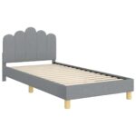 vidaXL Detský rám na posteľ s čelom Svetlosivá 90 x 190 cm látka – Obrázok 4