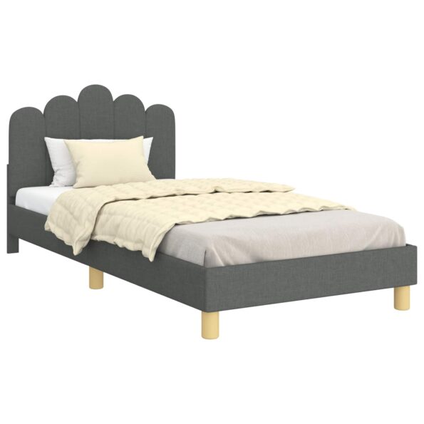 vidaXL Detský rám na posteľ s čelom Tmavo šedá 90 x 190 cm látka – Obrázok 2