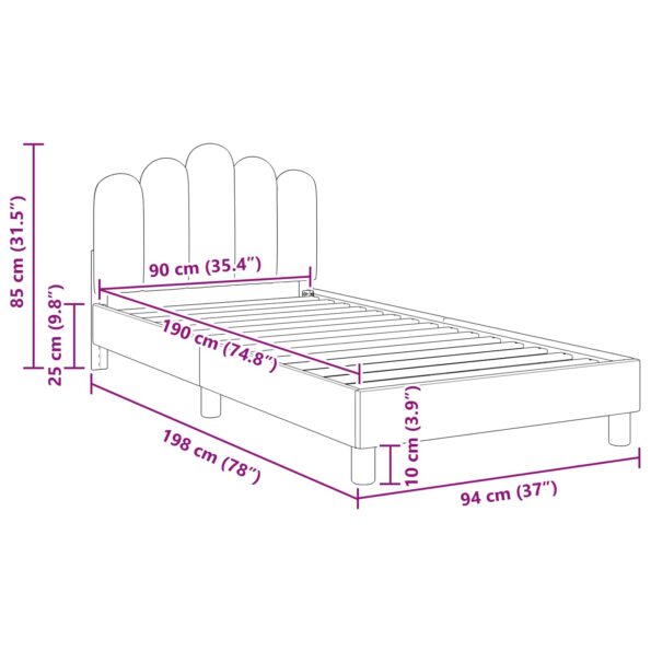 vidaXL Detský rám na posteľ s čelom Modrá džínovina 90 x 190 cm látka – Obrázok 10