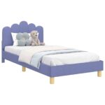 vidaXL Detský rám na posteľ s čelom Modrá džínovina 90 x 190 cm látka – Obrázok 2