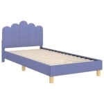 vidaXL Detský rám na posteľ s čelom Modrá džínovina 90 x 190 cm látka – Obrázok 4