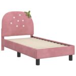 vidaXL Rám detskej postele s čelom Ružová 70 x 140 cm Zamat – Obrázok 4