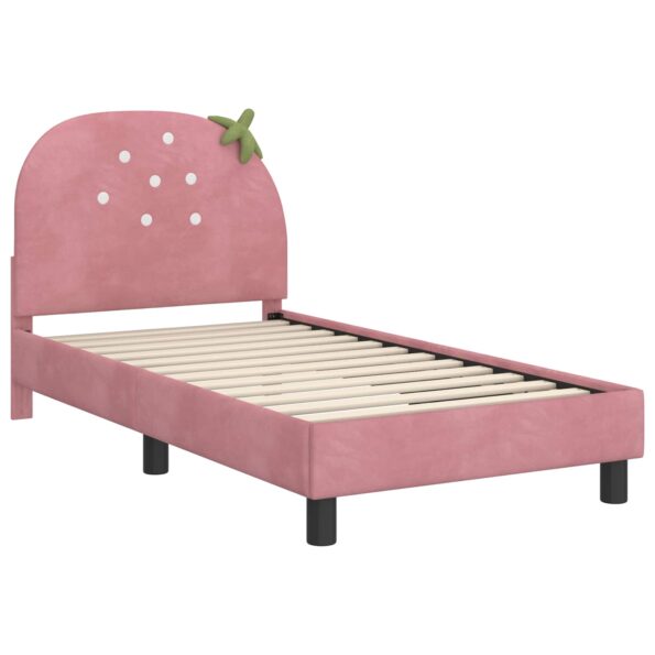 vidaXL Detský rám na posteľ s čelom Ružová 80 x 160 cm Zamat – Obrázok 4