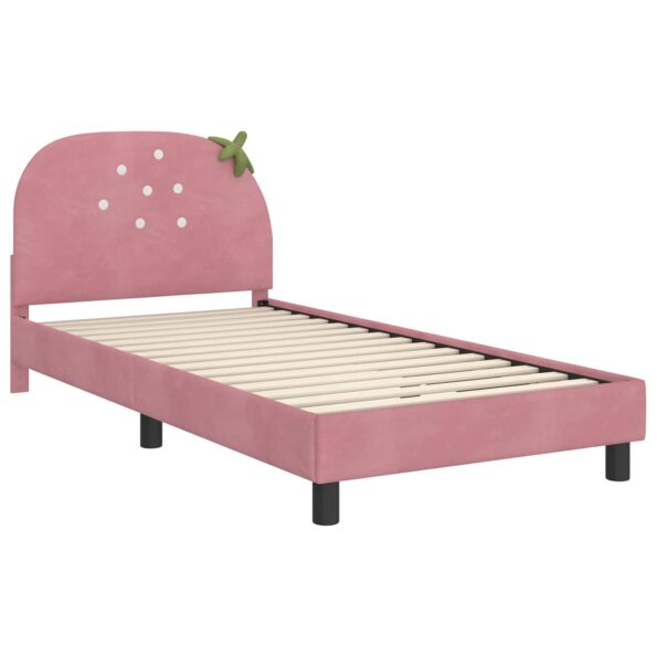 vidaXL Detský rám na posteľ s čelom Ružová 90 x 200 cm Zamat – Obrázok 4