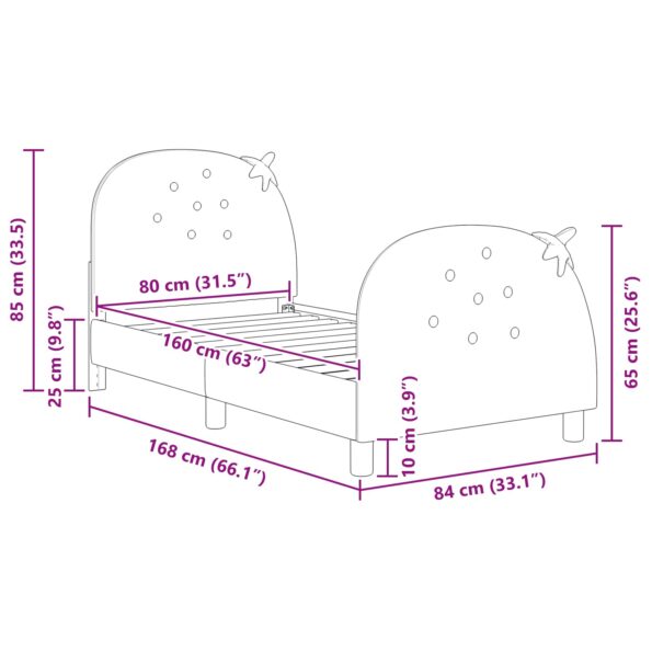 vidaXL Detský rám na posteľ s čelom Ružová 80 x 160 cm Zamat – Obrázok 10