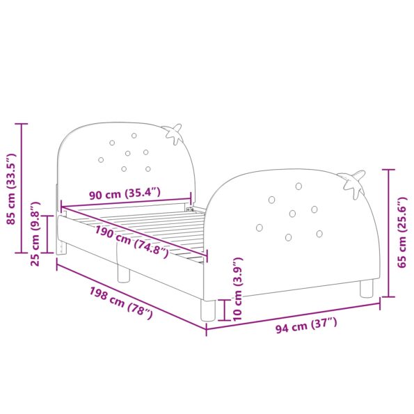 vidaXL Detský rám na posteľ s čelom Ružová 90 x 190 cm Zamat – Obrázok 10